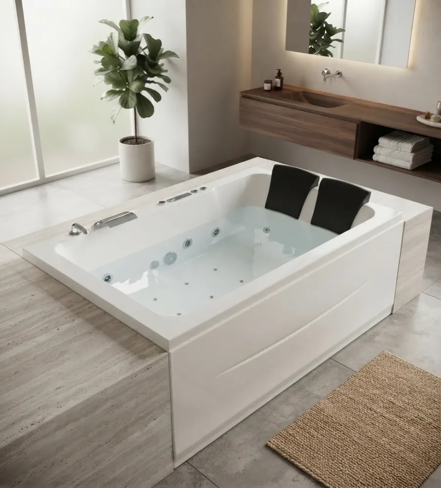 Tina hidromasaje Kuyen Full 183×120×65 cm para 2 personas - Polyplas Chile